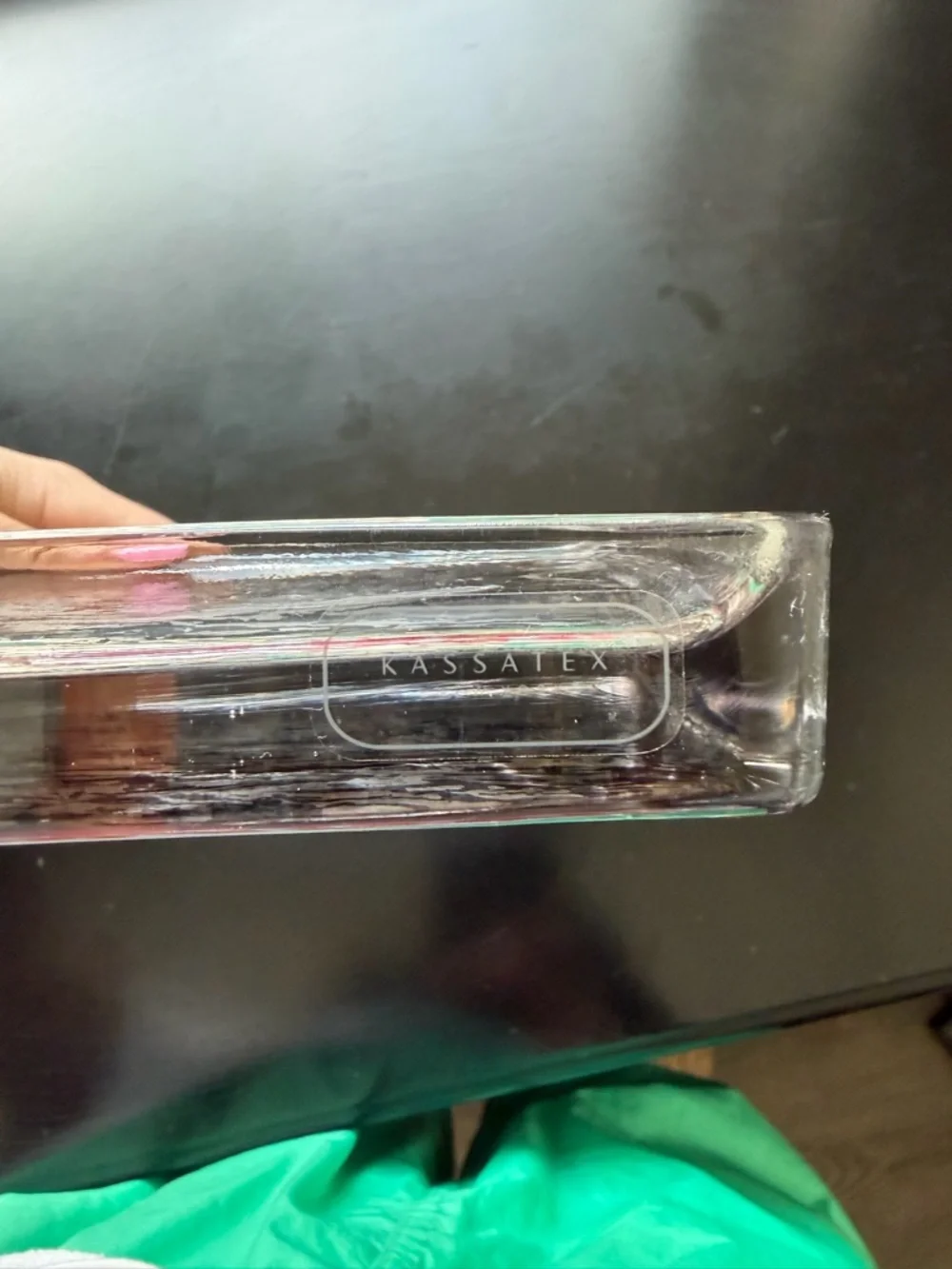 Glass Decorative Tray in Clear with Silver Pattern - Home Bath